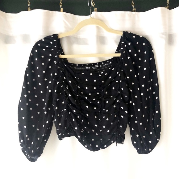 SOLD ZARA Black and White Square Neck Top - Picture 2 of 7